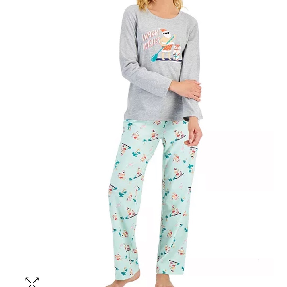 Matching Women's Tropical Santa Mix It Family Pajama Set, Created for Macy's
